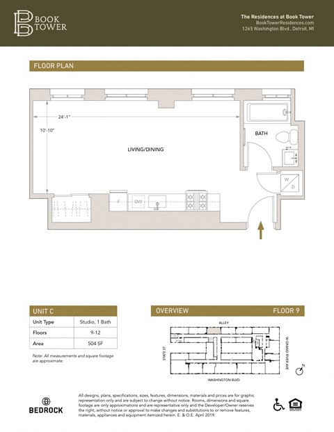 C Floor Plan at Book Tower, Detroit, MI, 48226